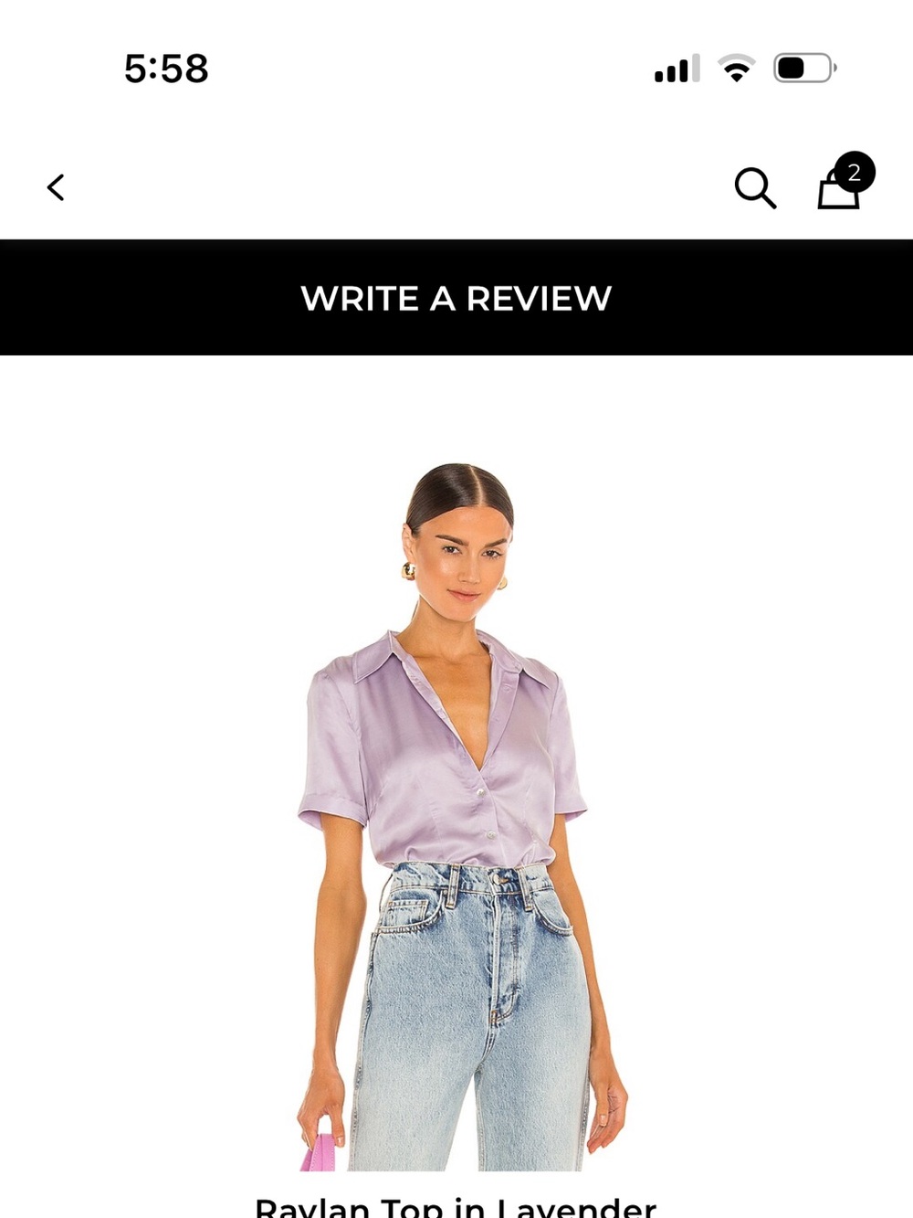 Song of Style Satin Short-Sleeve Button-Down Top in Lavender